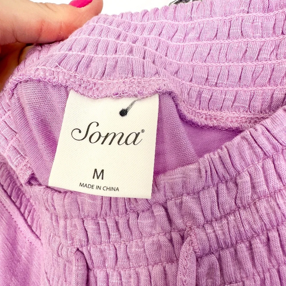 Soma Purple Embroidered Lace Cropped Pajama Pants - Picture 4 of 6